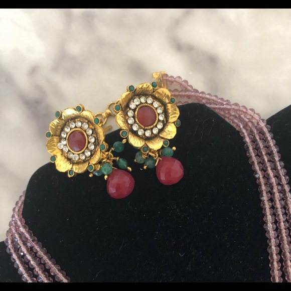 Faux Ruby Indian Jewelry Set - Picture 3 of 4